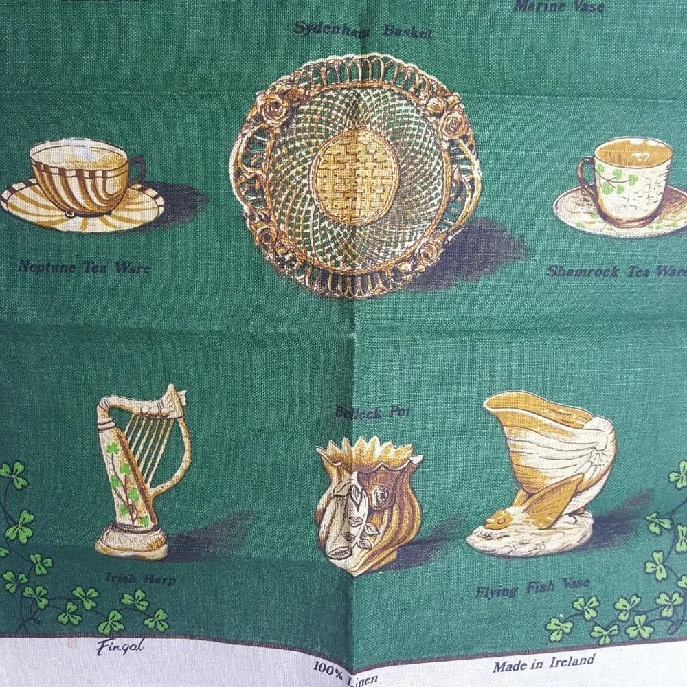 Belleck Collectors Society Fingal Linen Made in Ireland Tea Dish Towel 19 x 30